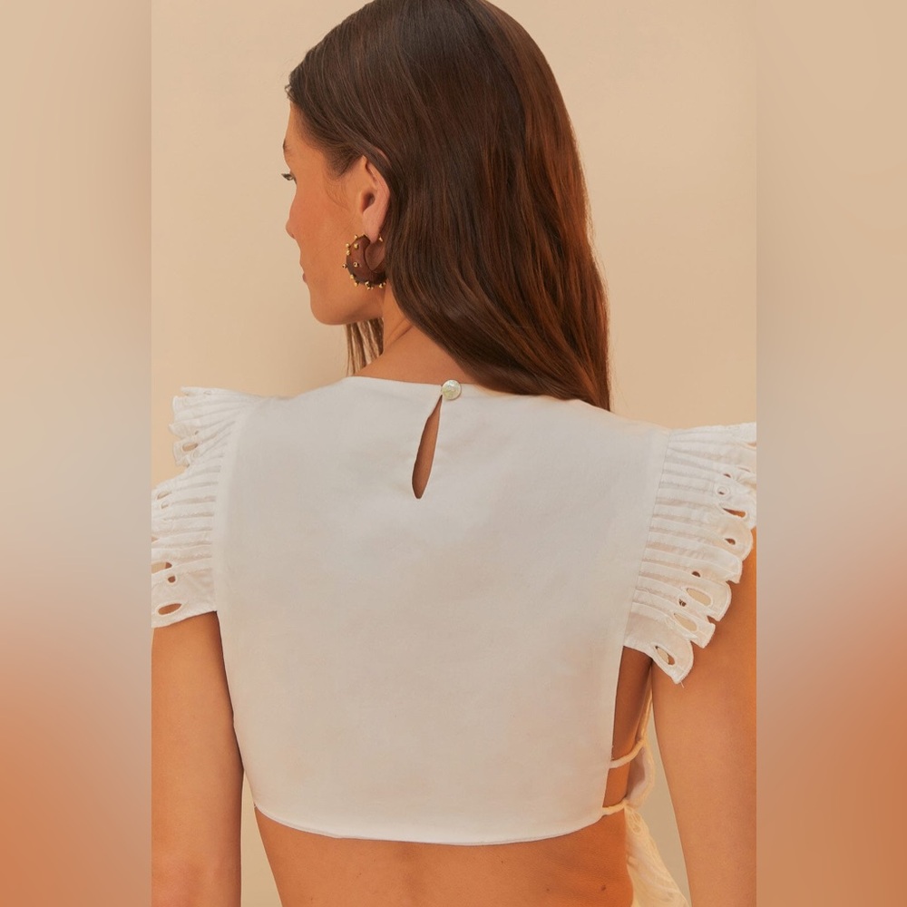 Farm Rio: Off-White Butterfly Richelieu Blouse - Picture 7 of 12